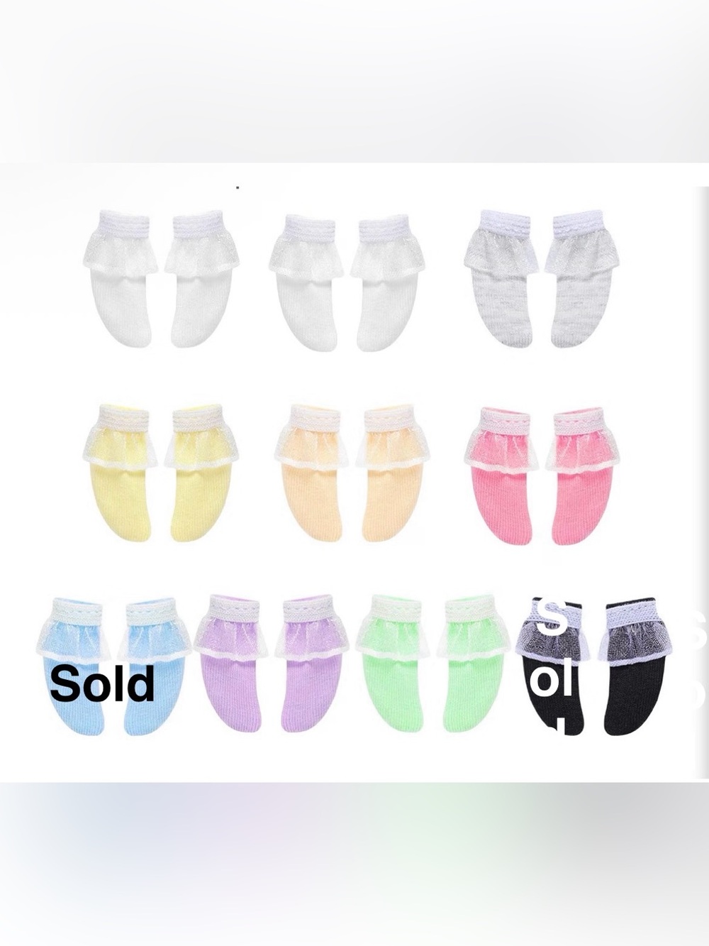Sheer Ruffle-Trim Doll Socks Pick (1) Pair - Picture 3 of 10
